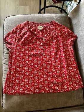DENIM & SUPPLY RALPH LAUREN Vintage Red Floral Boho Cottagecore Blouse RARE Sz L